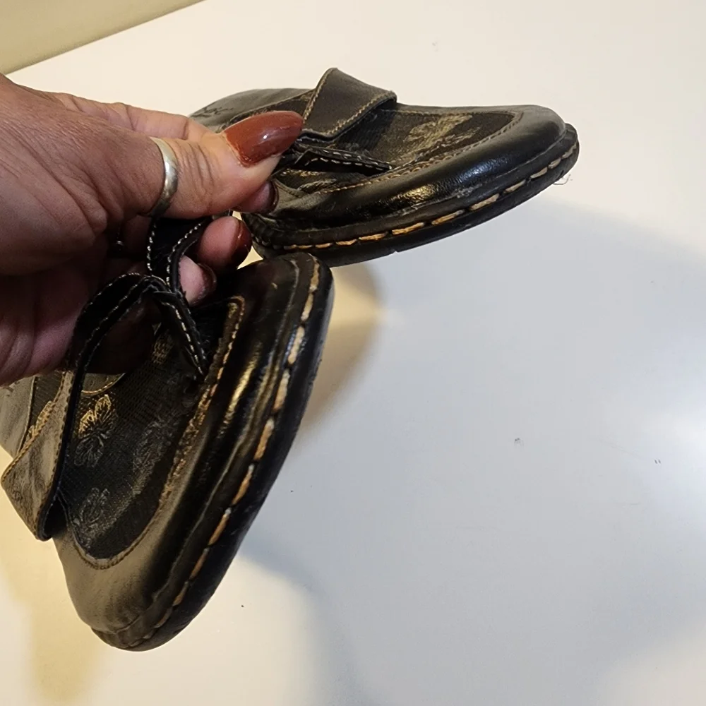 BOC Women’s Black Floral-Print Thong Flat Sandals Sz 9